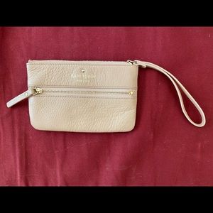 Kate Spade Cream Colored Leather Wristlet Purse